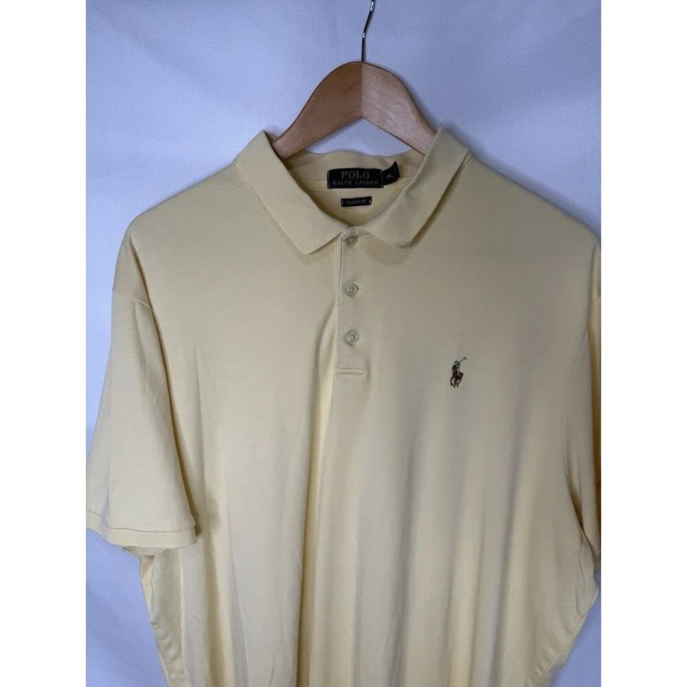 Polo Ralph Lauren Men Classic Polo XL Pima Soft Touch Preppy Light Yellow